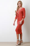 Open Anterior and Posterior Lace Midi Dress