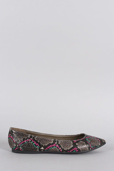 Breckelle Python Pointy Toe Ballet Flat