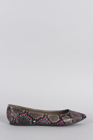 Breckelle Python Pointy Toe Ballet Flat