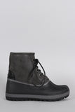 Bamboo Contrast Lace Up Round Toe Duck Ankle Boots