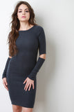 Slit Elbow Wool Knit Dress