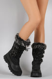 Faux fur Cuff Lace Up Mid Cuff Snow Boots