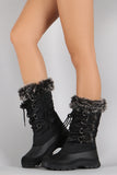 Faux fur Cuff Lace Up Mid Cuff Snow Boots