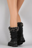 Faux fur Cuff Lace Up Mid Cuff Snow Boots