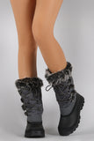 Faux fur Cuff Lace Up Mid Cuff Snow Boots