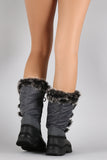 Faux fur Cuff Lace Up Mid Cuff Snow Boots