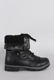 Shearling Foldover Cuff Lug Sole Combat Boots