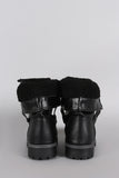 Shearling Foldover Cuff Lug Sole Combat Boots