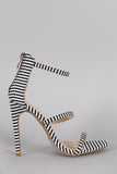 Liliana Striped Open Toe Triple Straps Single Sole Heel