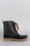 Round Toe Lace Up Duck Ankle Boots