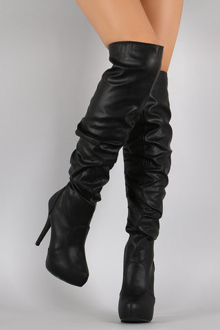 Almond Toe Slouchy Shaft Over-The-Knee Boots