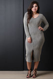 Glitter Textured Pattern Long Sleeves Bodycon Midi Dress