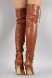 Strapped Corset Pointy Toe Over-The-Knee Stiletto Boots