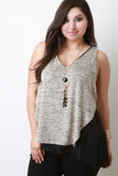 Layered Chiffon Heathered Sleeveless Necklace Top