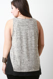 Layered Chiffon Heathered Sleeveless Necklace Top