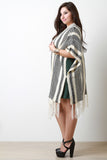 Mixed Stripe Knit Fringe Cardigan