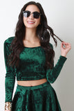 Long Sleeve Velvet Crop Top