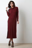 Soft Knit Cowl Neck Maxi Shift Dress