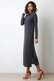 Soft Knit Cowl Neck Maxi Shift Dress