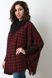 Cowl Neck Plaid Dolman Poncho Top