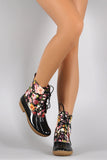 Floral Glossy Ankle Duck Boots