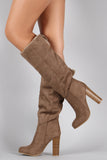 Wild Diva Lounge Suede Faux Fur Cuff Heeled Boots