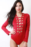 Eyelet Lace-up Long Sleeve Bodysuit