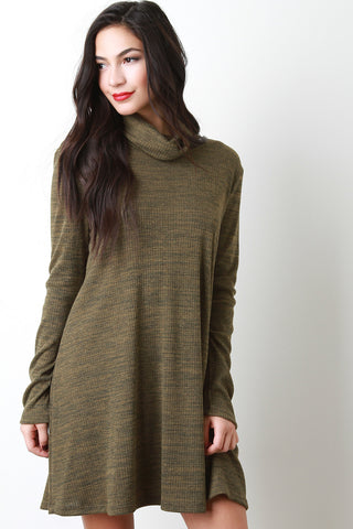 Turtleneck Shift Sweater Dress