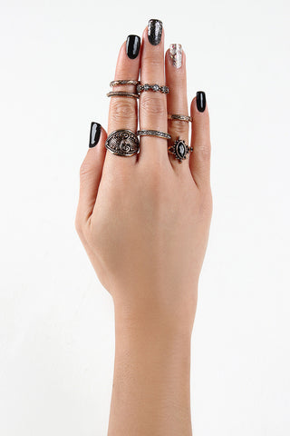 Opposing Swirls Signet Ring Set