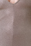 Metallic Shimmer Deep Plunge Midi Dress