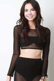 Crisscross Back Mesh Crop Top