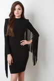 Fringe Sleeve Structure Bodycon Dress