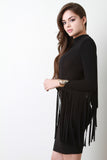 Fringe Sleeve Structure Bodycon Dress