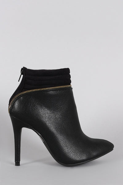 Wild Diva Lounge Pointy Toe Zipper Edge Stiletto Booties