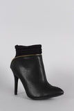 Wild Diva Lounge Pointy Toe Zipper Edge Stiletto Booties