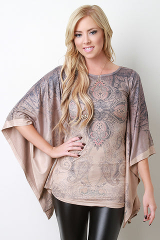 Paisley Pattern Butterfly Sleeve Top