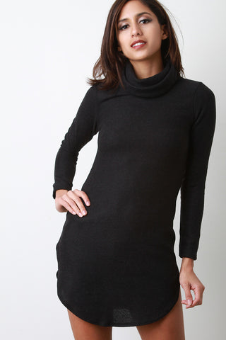 Shift Cowl Neck Long Sleeve Dress