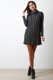 Wide Ribbed Turtleneck Shift Dress