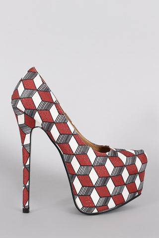 Liliana 3D Geometric Hidden Platform Stiletto Pump