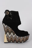 Liliana Perforated Cuff Glitter Chevron Platform Wedge