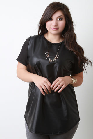 Vegan Leather Tee Top