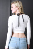 Lace Up Horizontal Ribbed Crop Top