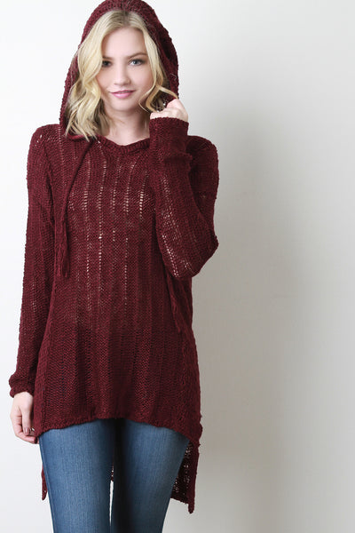 Loose Knit High Low Hoodie