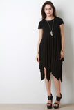 Jersey Knit Asymmetrical Hem Short Sleeve Dress