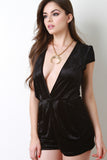 Plunging V-Neck Velvet Romper