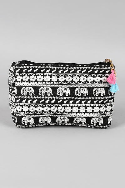 Indian Elephant Canvas Zipper Pouch