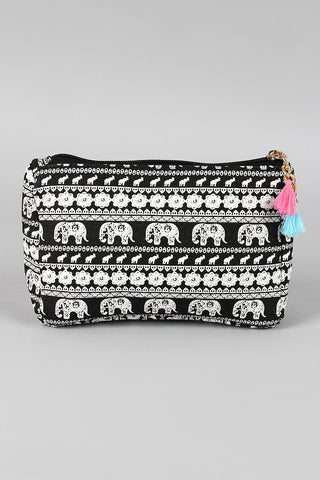 Indian Elephant Canvas Zipper Pouch