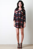 Crest Buttons Flannel Shirt Dress