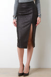 Vegan Leather Vent Slit Skirt