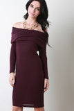 Off-The-Shoulder Long Sleeves Bodycon Dress